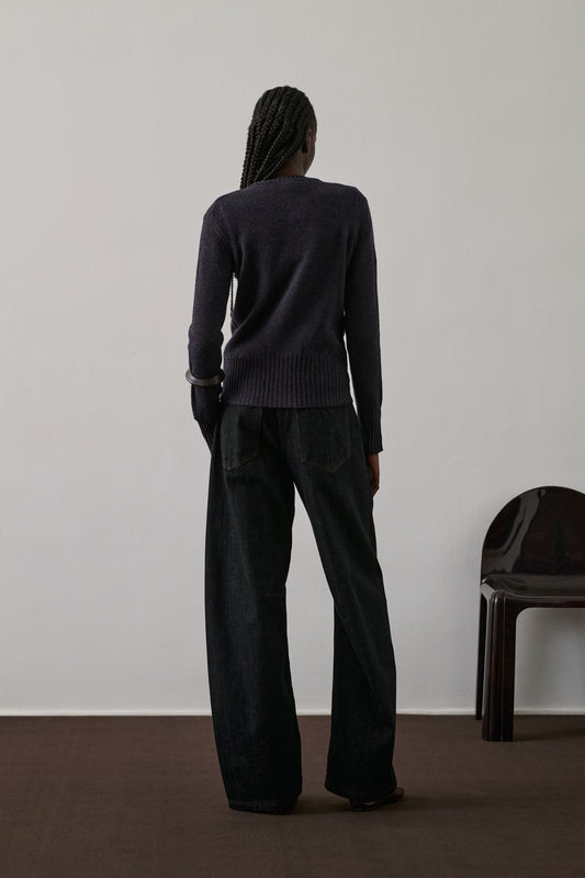 Cardigan Fugu - Aubergine - Laine - Femme