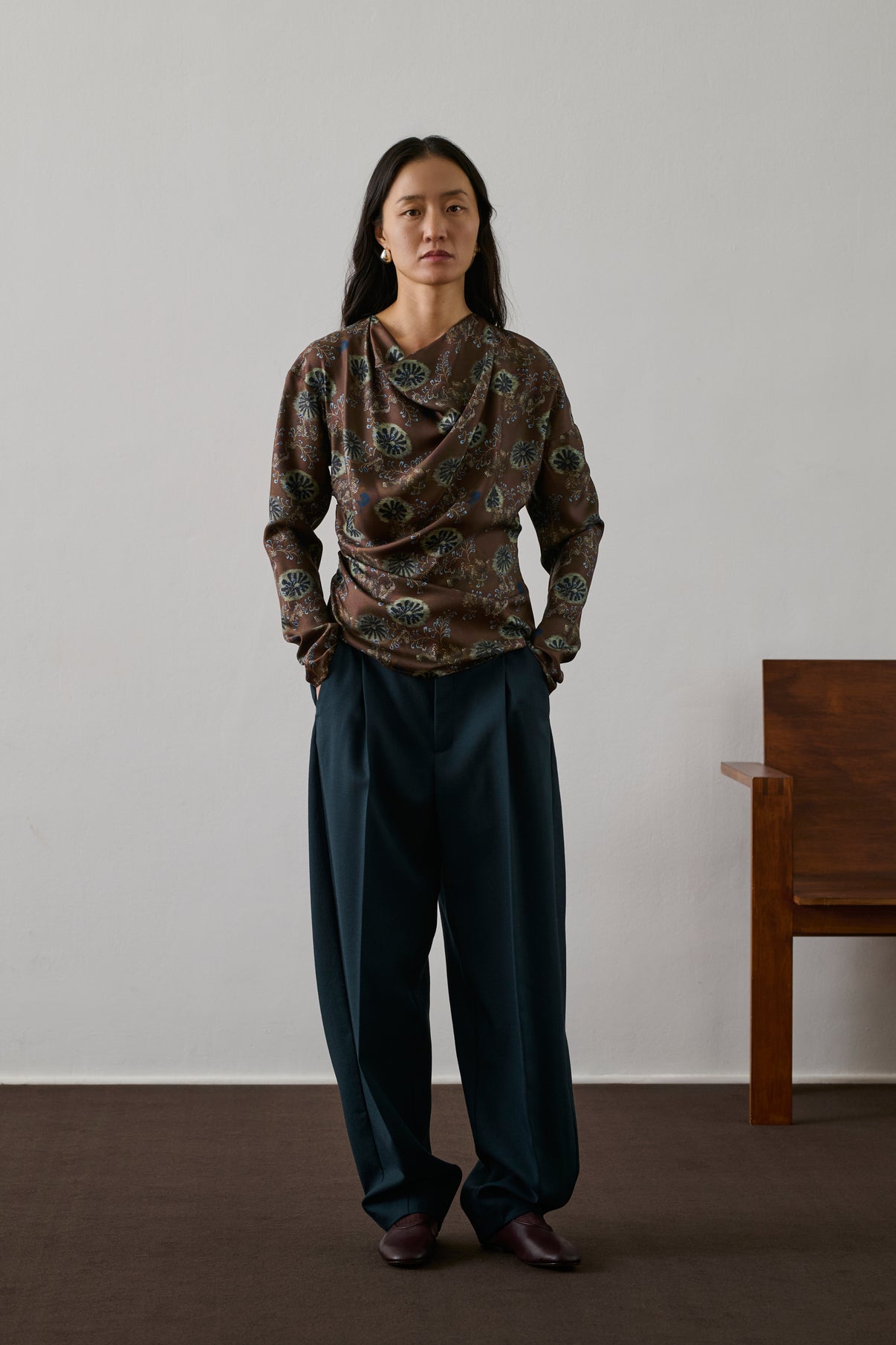 Pantalon Graham - Pétrole - Laine - Femme vue 6