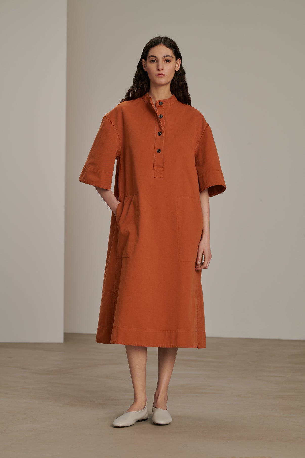 Robe Brook - Orange - Coton - Femme vue 1