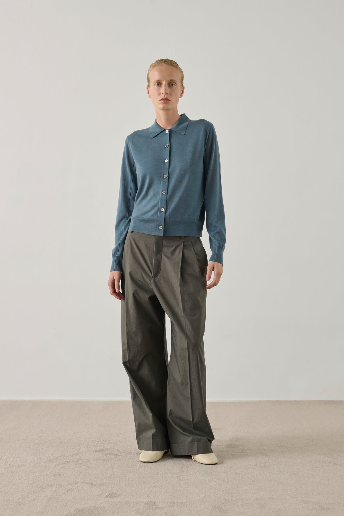 Cardigan Hailey - Bleu Minéral - Laine mérinos - Femme vue 1